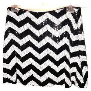 white and black chevron sequin skirt
